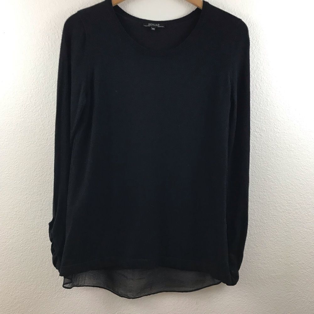 Renuar black layered blouse size M